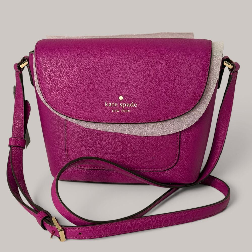 Kate Spade Elsie Crossbody Bag Baja Rose Pink Pebbled Leather Flap Close NWT